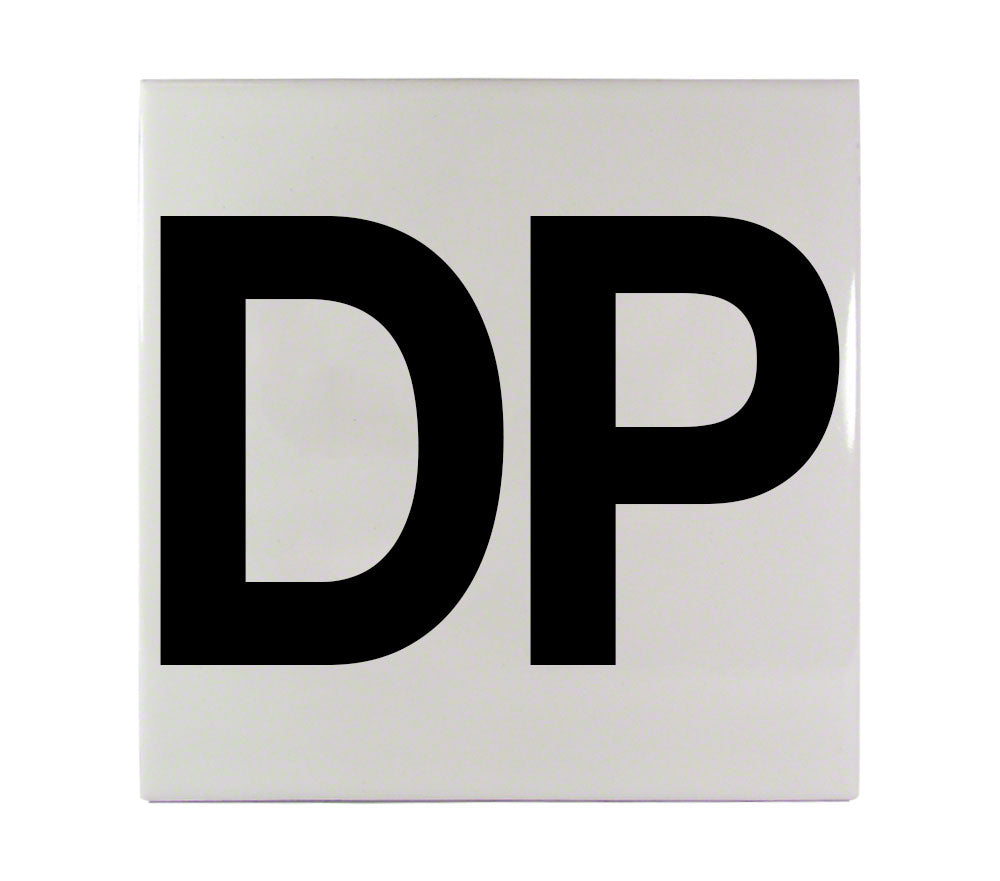 DP Message Ceramic Smooth Tile Depth Marker 6 Inch x 6 Inch with 4 Inch Lettering