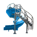 Vortex Closed Flume Water Slide - 360 Degree Twists - 7.5 Feet - Staircase - Blue