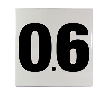 0.6 Ceramic Smooth Tile Depth Marker 6 Inch x 6 Inch with 4 Inch Lettering