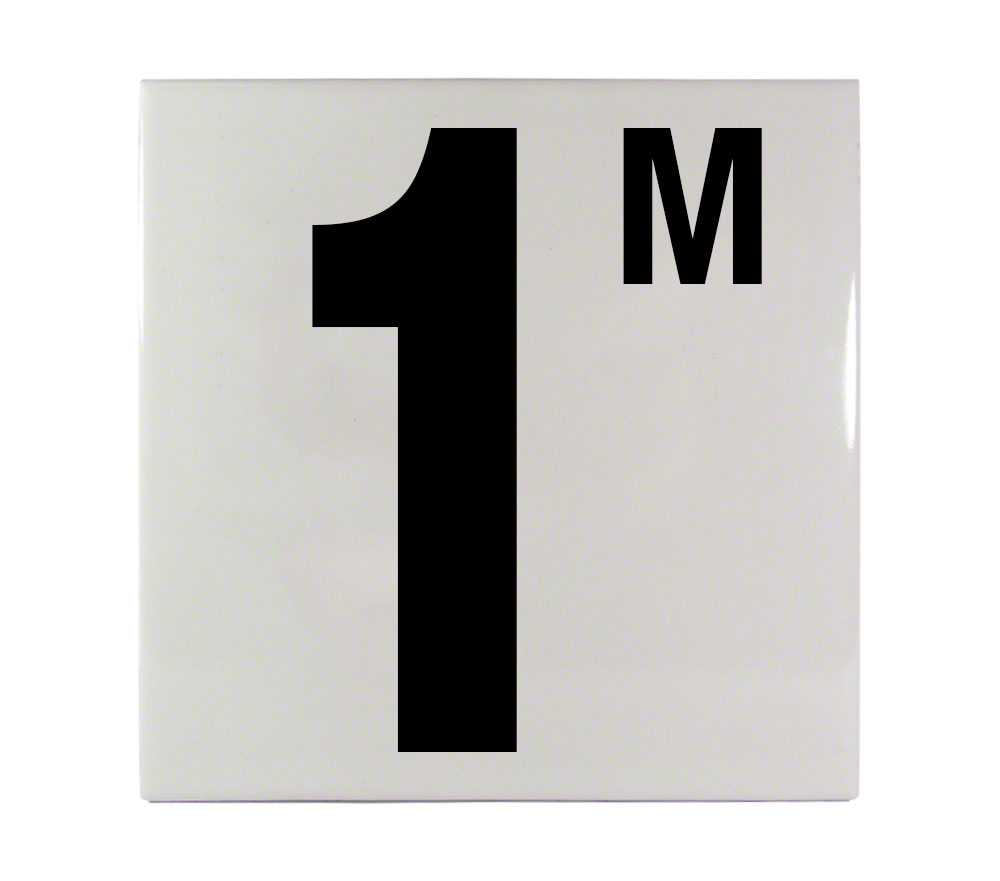 1M Metric Ceramic Smooth Tile Depth Marker 6 Inch x 6 Inch with 5 Inch Lettering