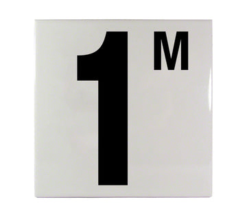 1M Metric Ceramic Smooth Tile Depth Marker 6 Inch x 6 Inch with 5 Inch Lettering