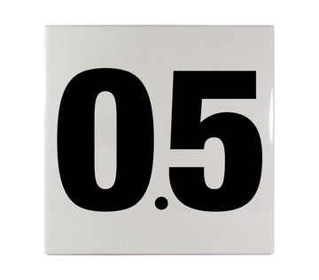0.5 Ceramic Smooth Tile Depth Marker 6 Inch x 6 Inch with 4 Inch Lettering