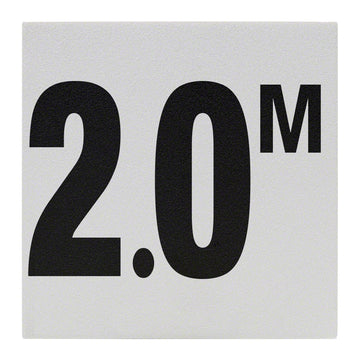 2.0 M Ceramic Skid Resistant Tile Depth Marker 6 Inch x 6 Inch with 4 Inch Lettering