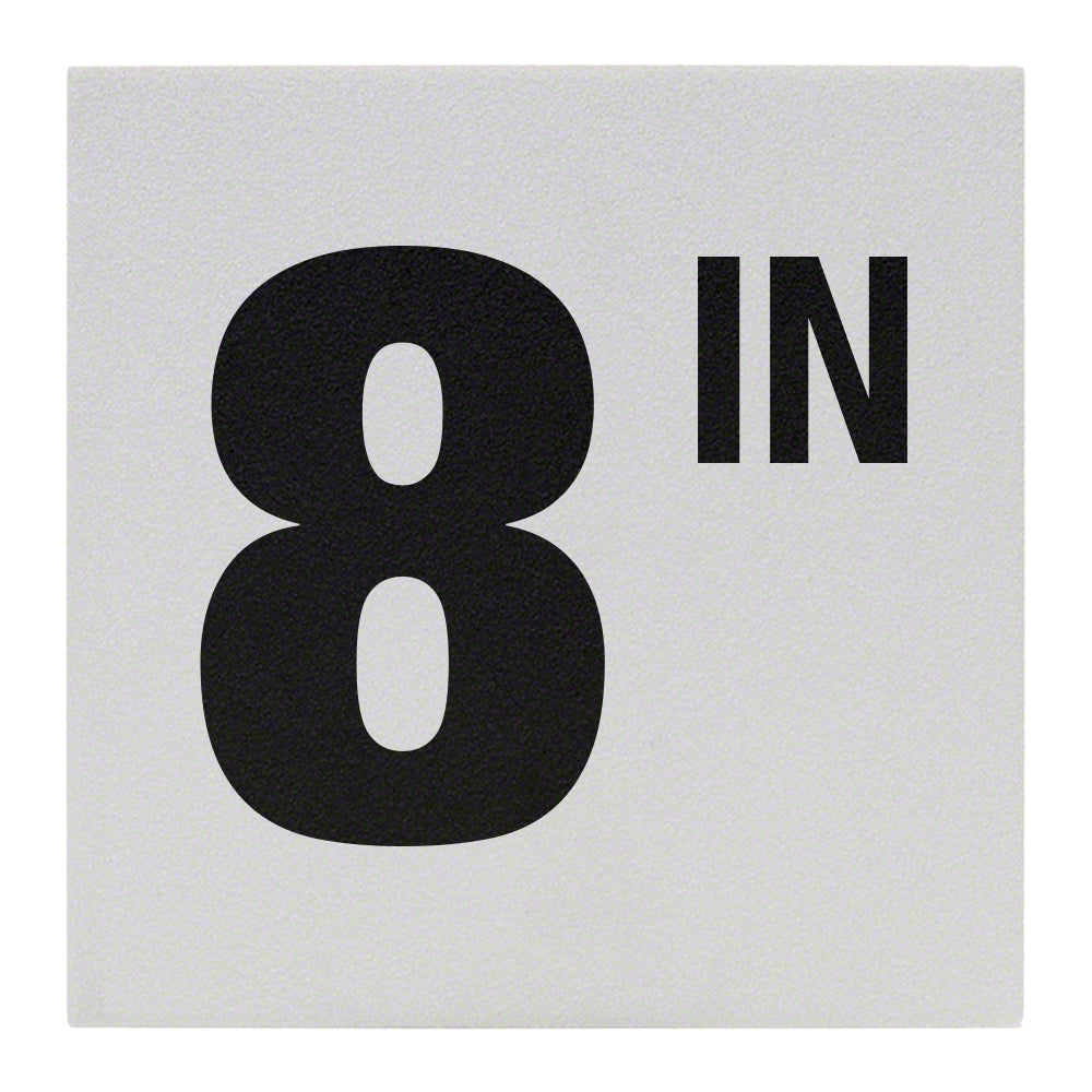 8 IN Ceramic Skid Resistant Tile Depth Marker 6 Inch x 6 Inch with 4 Inch Lettering