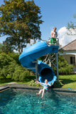 Vortex Closed Flume Water Slide - 360 Degree Twists - 7.5 Feet - Ladder - Blue