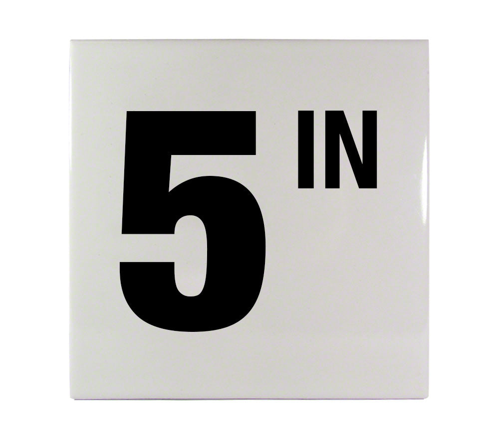 5 IN Ceramic Smooth Tile Depth Marker 6 Inch x 6 Inch with 4 Inch Lettering