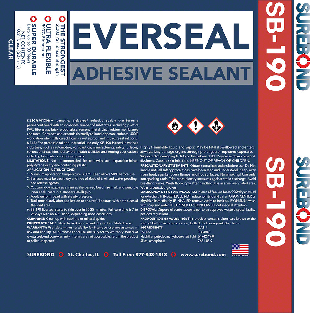 thumbnail image 2 of Surebond SB-190 Everseal Clear Adhesive – Perfect For SnowGuard & Roofing Repairs 2 of 5