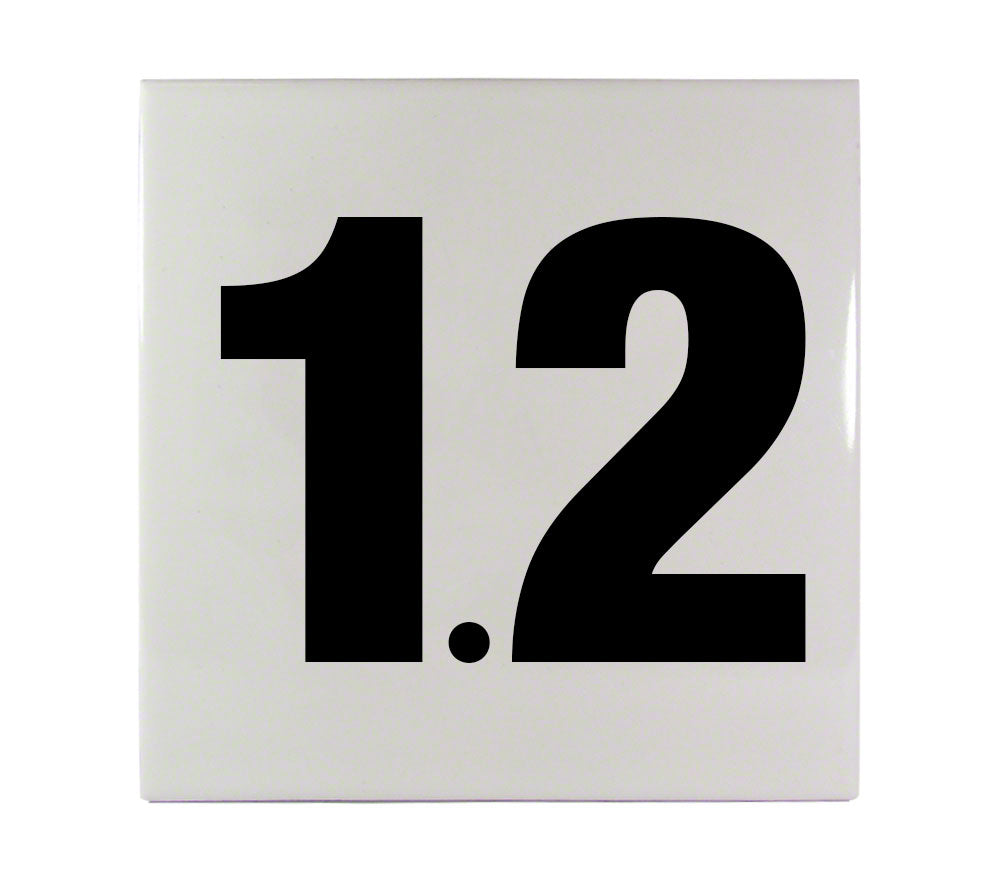 1.2 Ceramic Smooth Tile Depth Marker 6 Inch x 6 Inch with 4 Inch Lettering