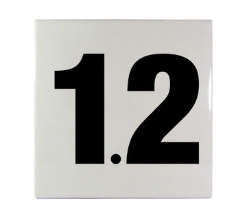 1.2 Ceramic Smooth Tile Depth Marker 6 Inch x 6 Inch with 4 Inch Lettering