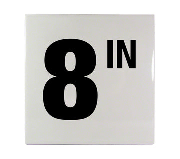 8 IN Ceramic Smooth Tile Depth Marker 6 Inch x 6 Inch with 4 Inch Lettering