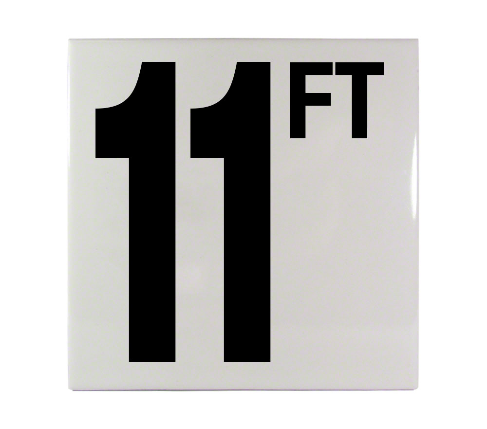 11 FT Ceramic Smooth Tile Depth Marker 6 Inch x 6 Inch with 5 Inch Lettering
