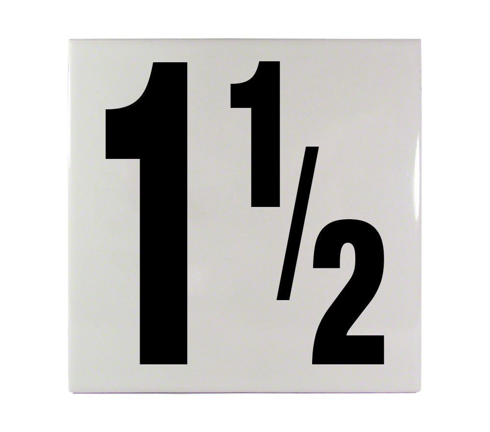 1 1/2 Ceramic Smooth Tile Depth Marker 6 Inch x 6 Inch with 5 Inch Lettering