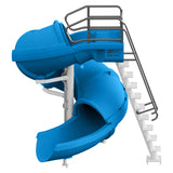Vortex Closed Flume Water Slide - 360 Degree Twists - 7.5 Feet - Ladder - Blue
