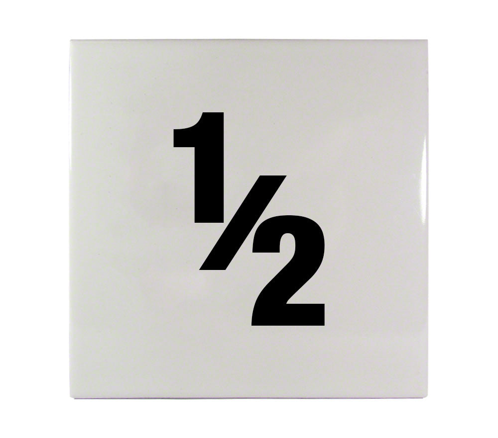 1/2 Ceramic Smooth Tile Depth Marker 6 Inch x 6 Inch with 4 Inch Lettering