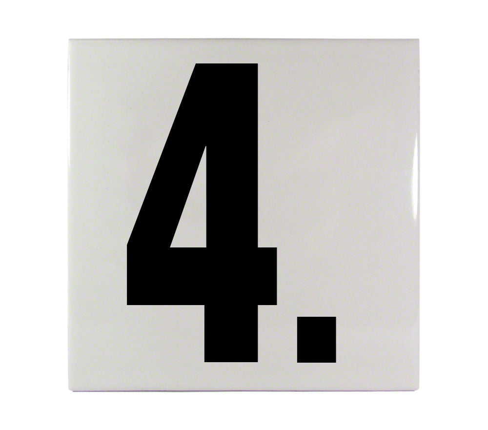 4. Ceramic Smooth Tile Depth Marker 6 Inch x 6 Inch with 5 Inch Lettering