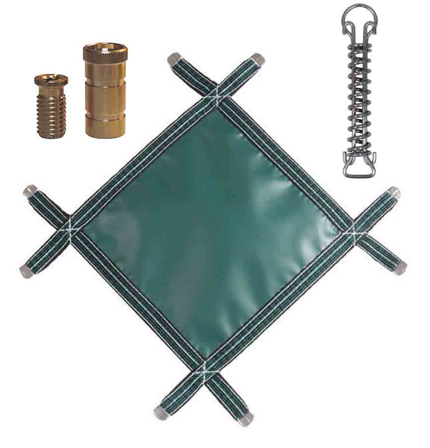 PermaGuard Solid Vinyl Grecian Safety Pool Cover 20.5 x 39.5 Feet, 4 x 6 Right Flush Step No Drain